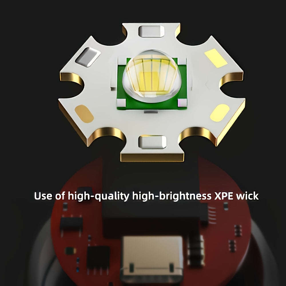 2pcs Handheld Rechargeable LED Flashlights, with Zoom, Supporting 3 Lighting Modes