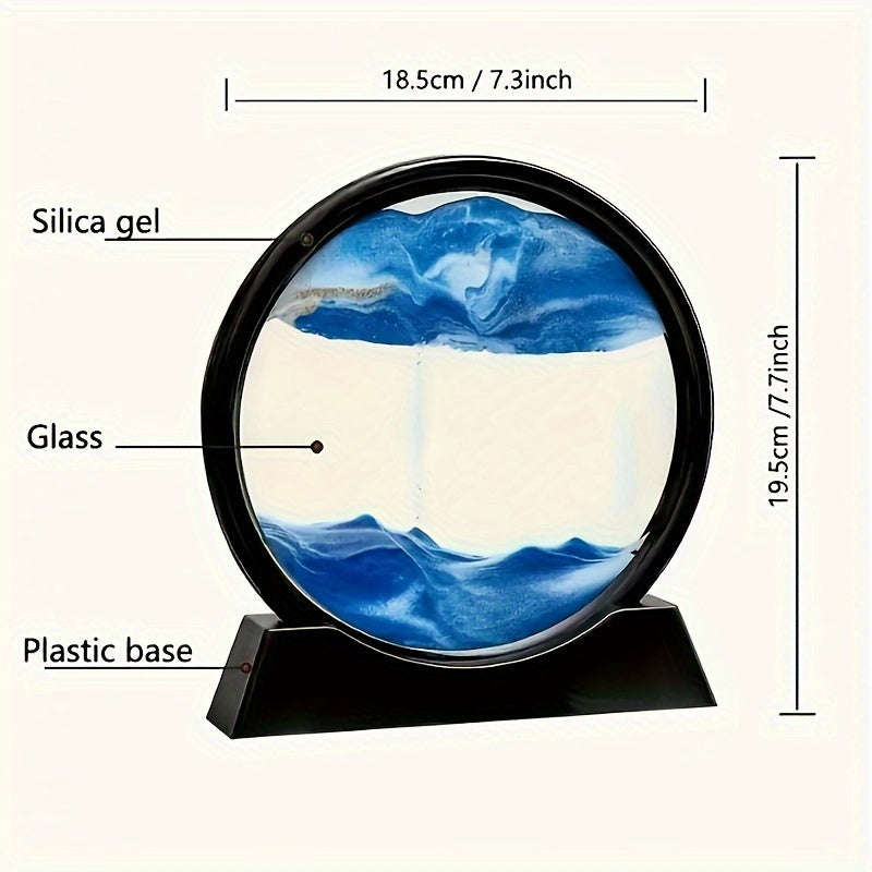 360-Degree Rotation 3D Flowing Sand Painting - Glass Art Decoration