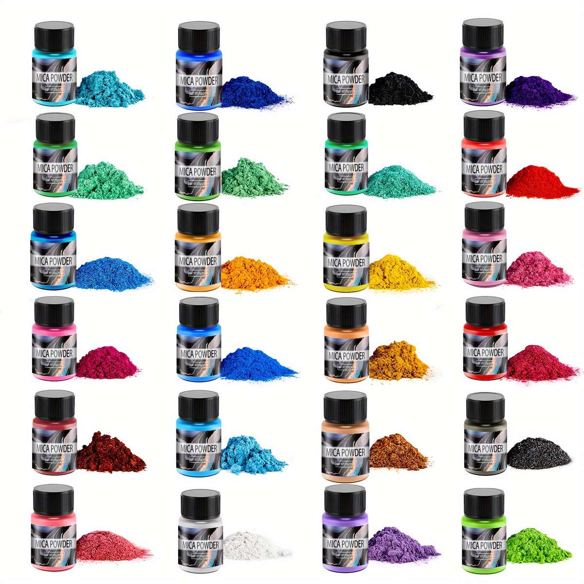 24 Colors Mica Powder for Epoxy Resin, Shimmery Powder, and Easy to Mix