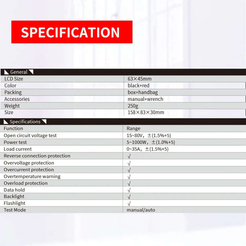 KJ26PV Solar Panel Tester