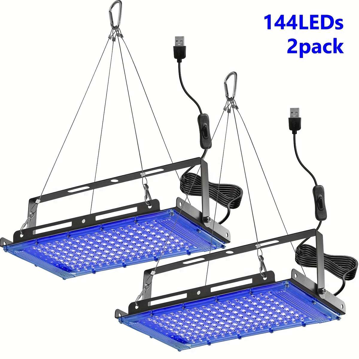 2pcs 144 LEDs USB UV Tanning Light Strip with Metal Lanyard And Ties