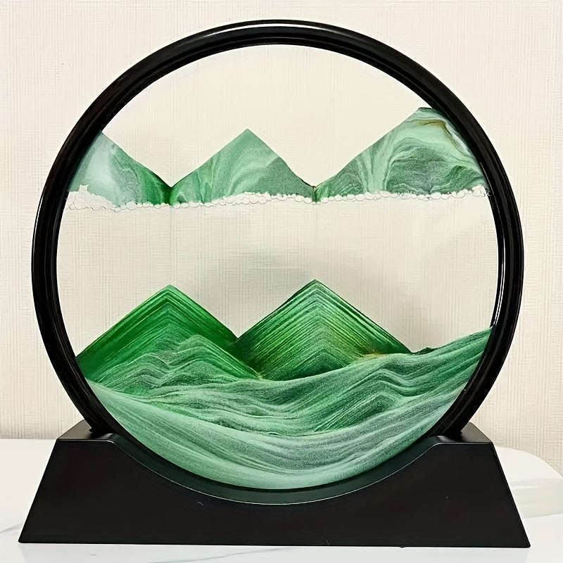 360-Degree Rotation 3D Flowing Sand Painting - Glass Art Decoration