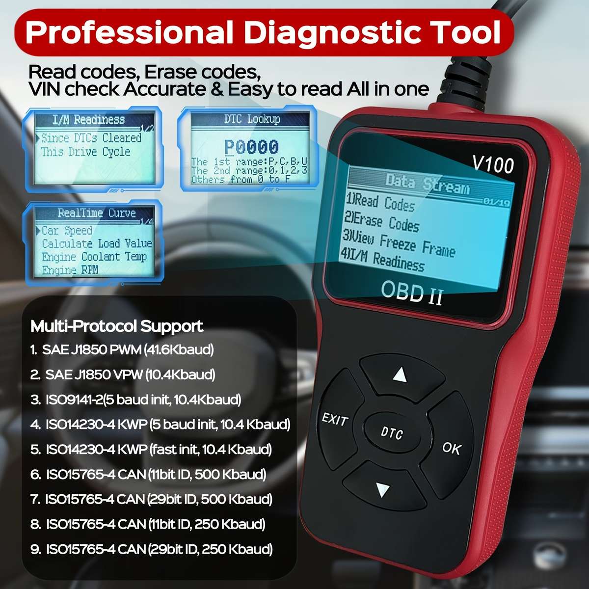 V100 Automotive OBD2 Diagnostic Scanner