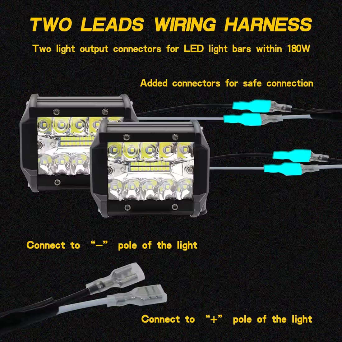 Off-Road Driving 180W Light Bar Wiring Harness with Fuse 40 Amp Relay ON/OFF Switch