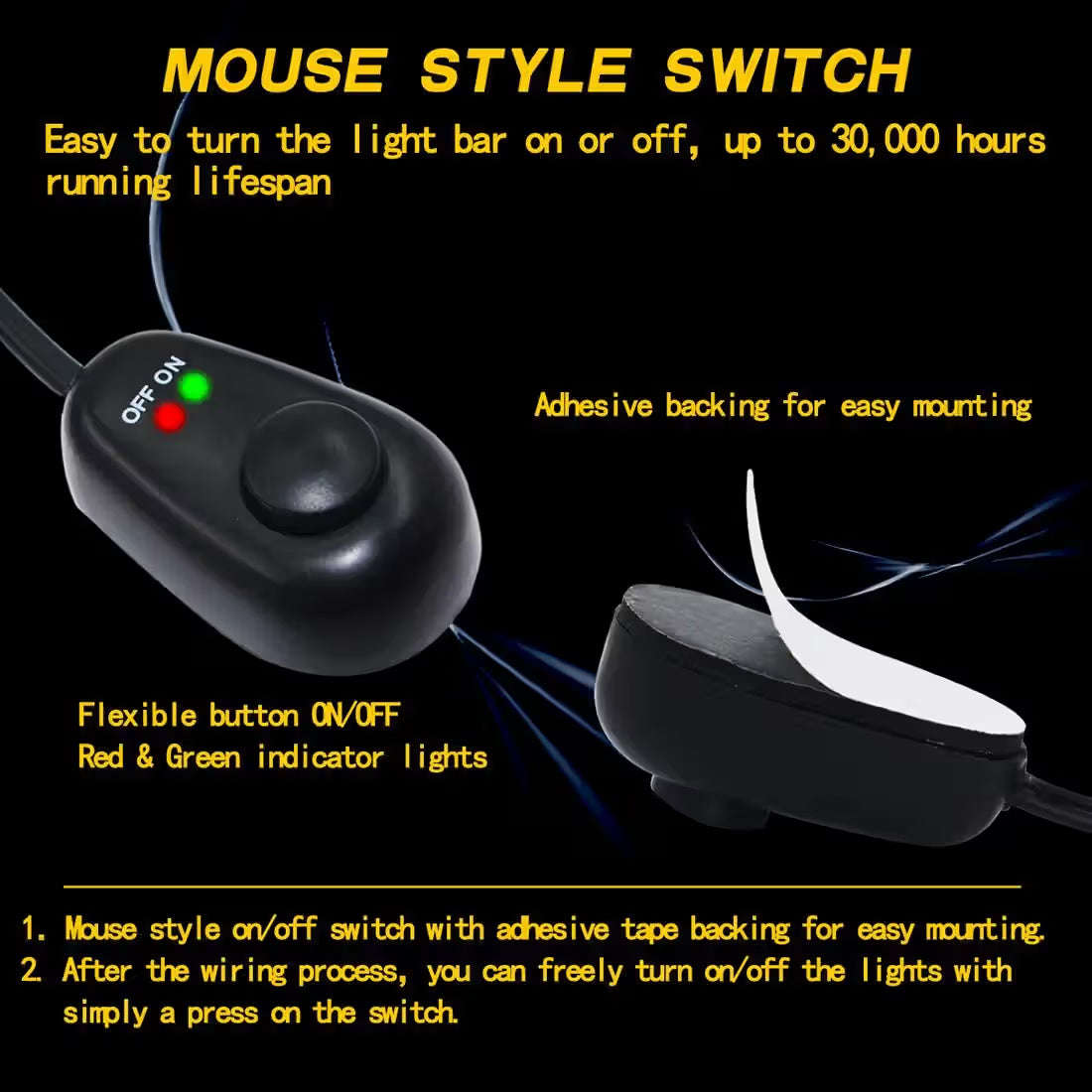 Off-Road Driving 180W Light Bar Wiring Harness with Fuse 40 Amp Relay ON/OFF Switch