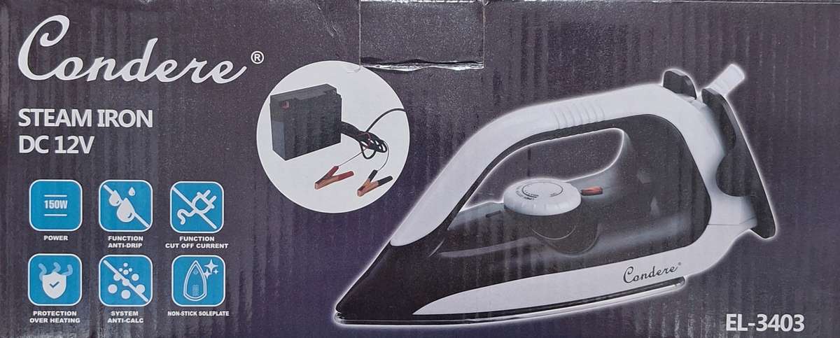 High-Performance 150W 12V DC Electric Steam Iron  Perfect for Portable & Travel Use