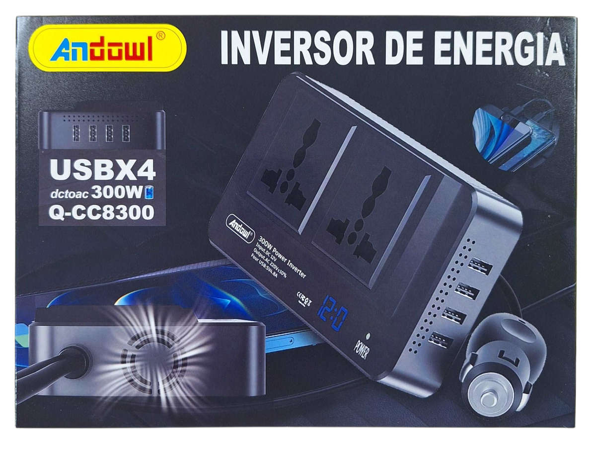Power Up Anywhere with the Andowl 300W Car Inverter  4 USB Ports for Fast & Reliable Charging ...