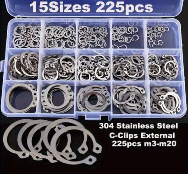 225pcs C-Clips External Fixing Ring Kit