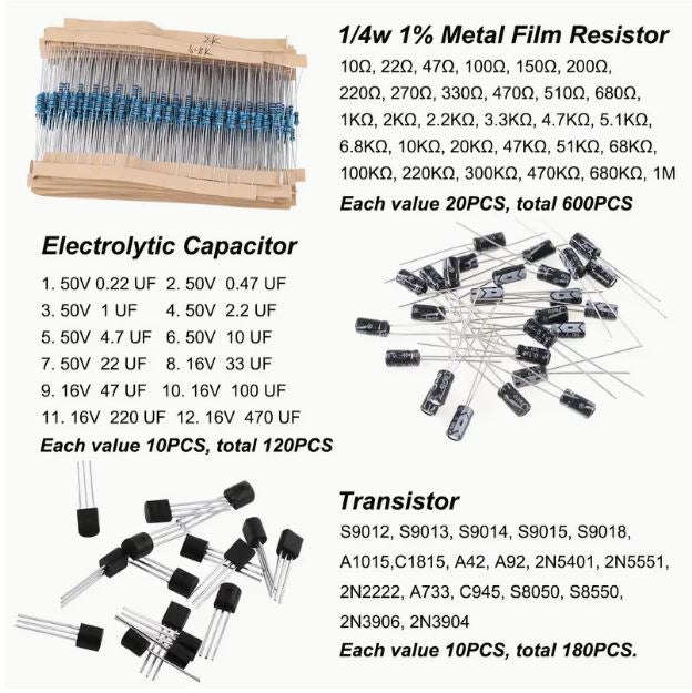 1400pcs Basic Electronics Component Assortment Kit