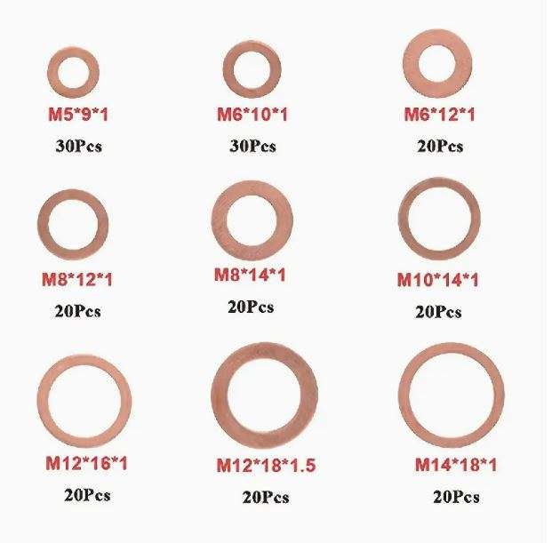 100pcs Copper Washer Gasket Set