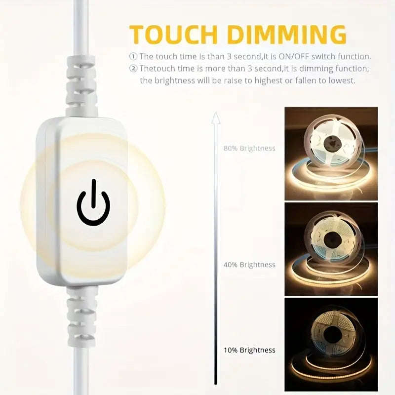 1M 5v USB Powered COB LED Strip Light with Touch Control