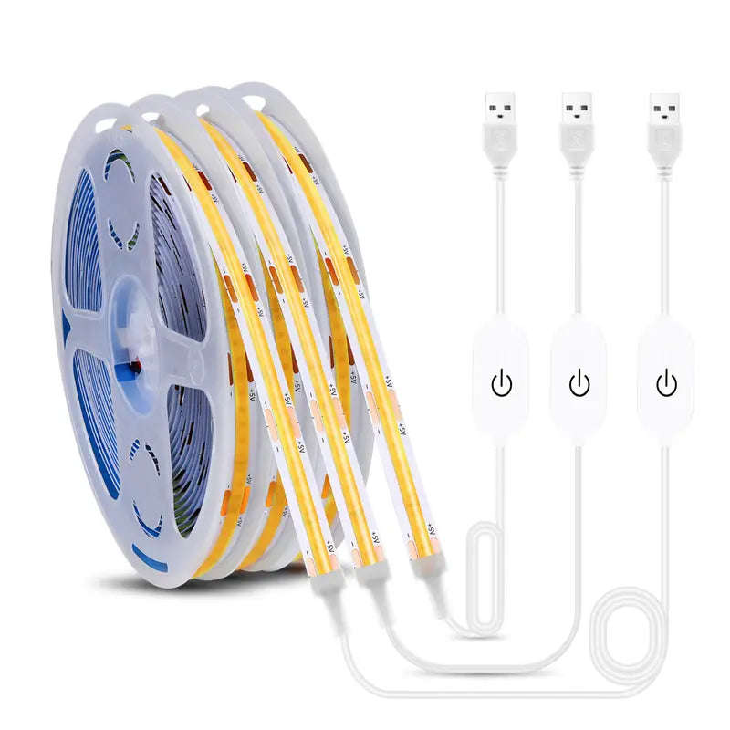 1M 5v USB Powered COB LED Strip Light with Touch Control
