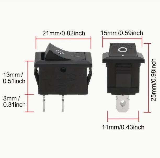 AC250v 6Amp 2 Position Rocker Switch