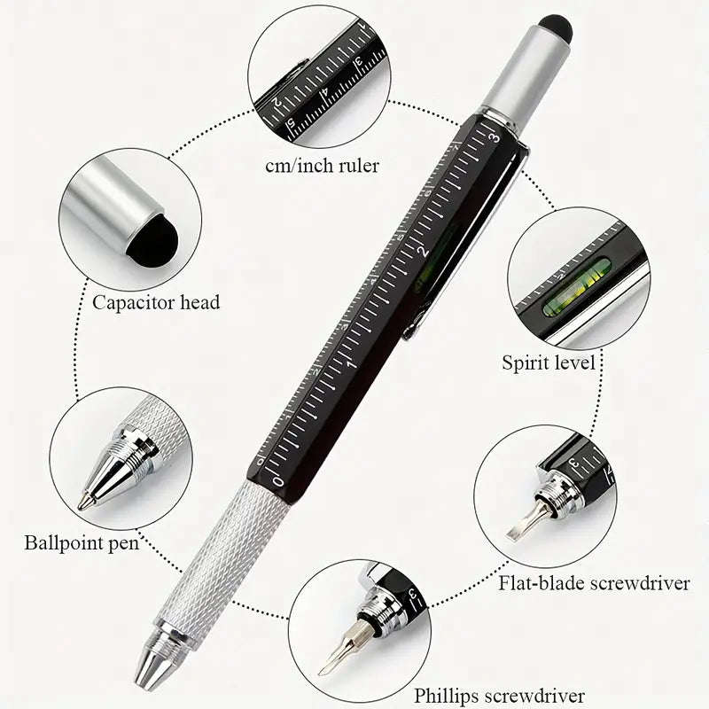 Hexagonal 6-in-1 Multifunction Stylus Pen