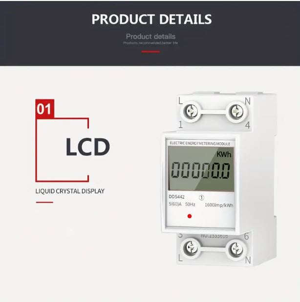 220V AC 5-60Amp Single-Phase Mini Electricity Meter