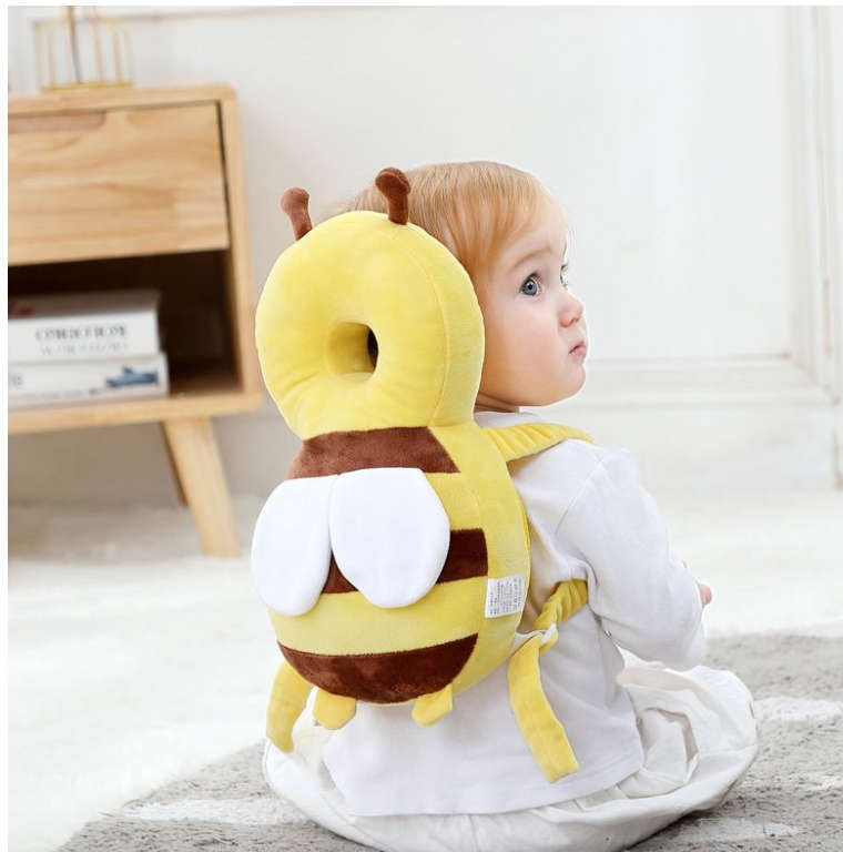 Baby Toddler Head Protective Pillow Anti-Fall Breathable Head Protector Cap - Yellow Bee