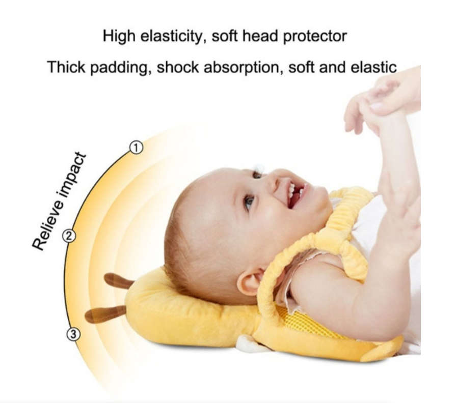 Baby Toddler Head Protective Pillow Anti-Fall Breathable Head Protector Cap - Yellow Bee