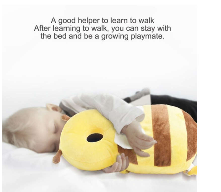 Baby Toddler Head Protective Pillow Anti-Fall Breathable Head Protector Cap - Yellow Bee