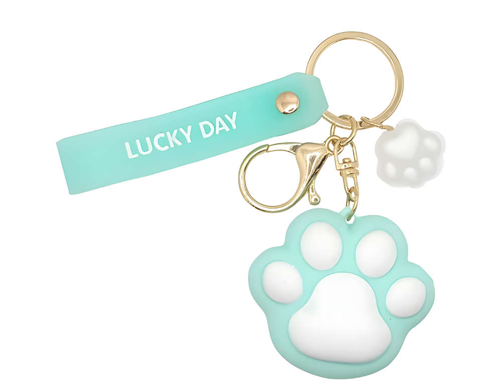 Large Cute Squishy Cat Paw Keyring - Kawaii Accessory - Blue