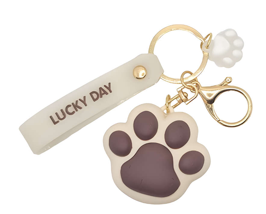 Large Cute Squishy Cat Paw Keyring - Kawaii Accessory - Brown