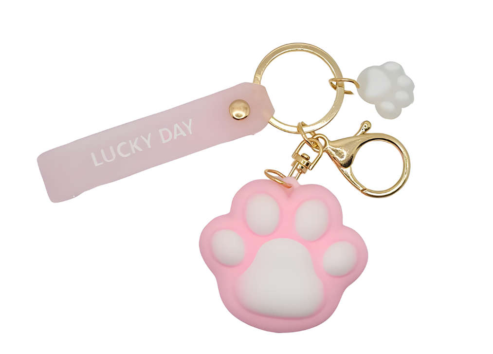 Large Cute Squishy Cat Paw Keyring - Kawaii Accessory - Pink