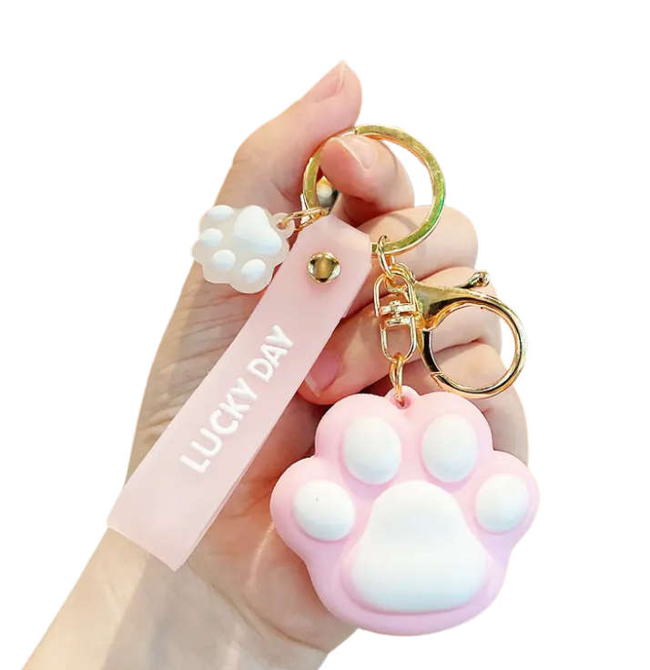 Large Cute Squishy Cat Paw Keyring - Kawaii Accessory - Pink