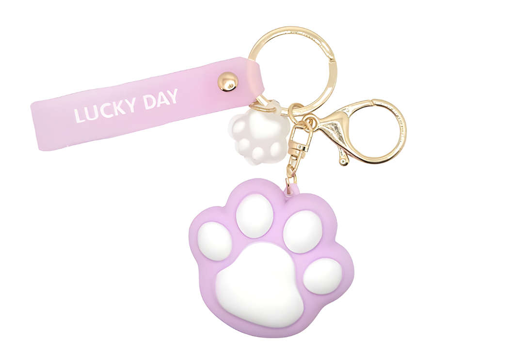 Large Cute Squishy Cat Paw Keyring - Kawaii Accessory - Purple
