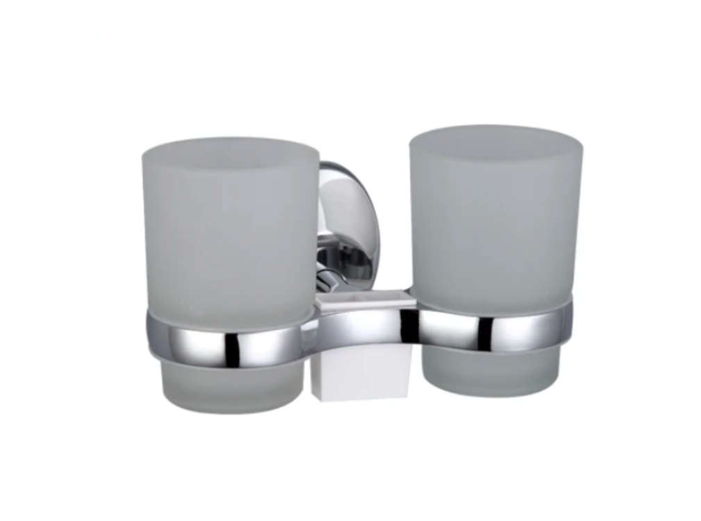 Chrome Double Toothbrush Holder