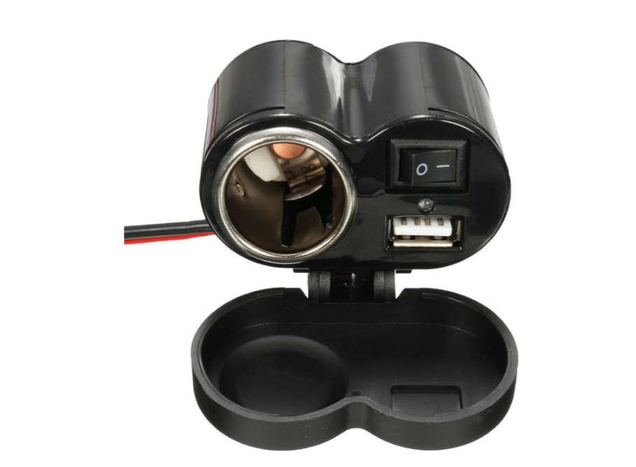 Single USB Motorcycle Charger Socket with Charging Cigarette Lighter Socket