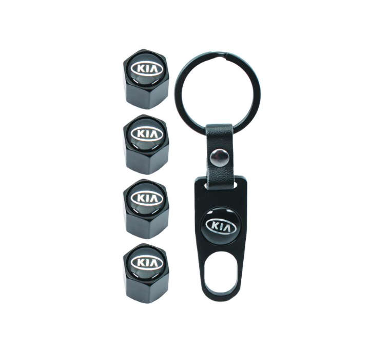 Kia Valve Cap and Key Ring Set