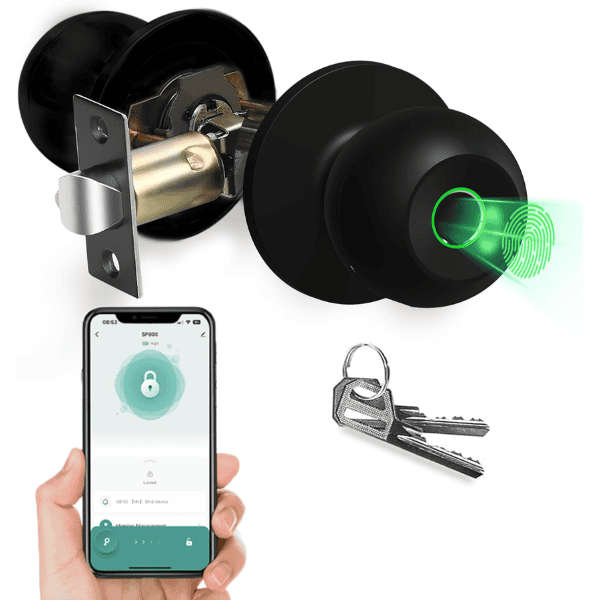 Fingerprint Smart Door Knob - Tuya Black