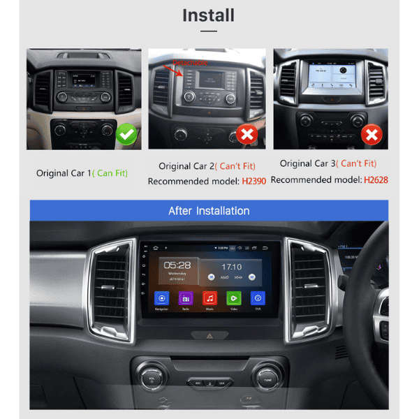 Ford Ranger Everest T7  (2016-2019) 9" Full Touch GPS Android Navigation CARPLAY Android auto