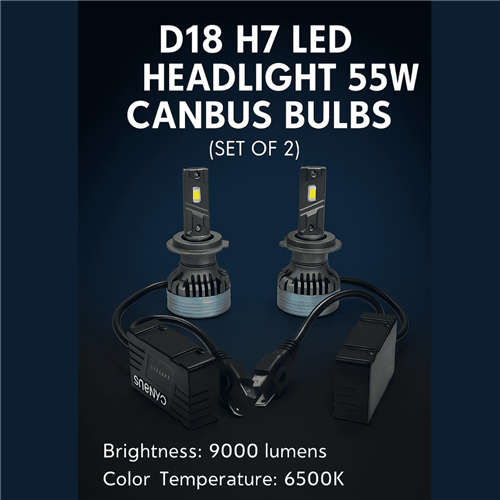 D18 H7 LED Headlight 55W Canbus Bulbs - Set of 2