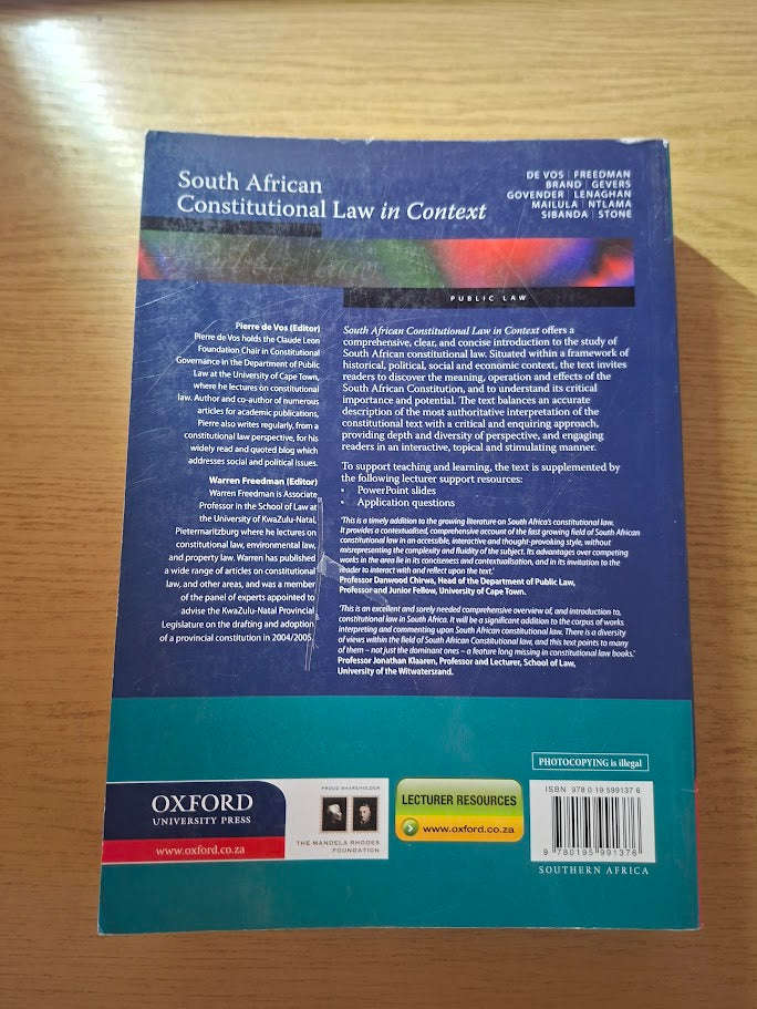 South African Constitutional Law in Context by Danie Brand (Second Hand Book)