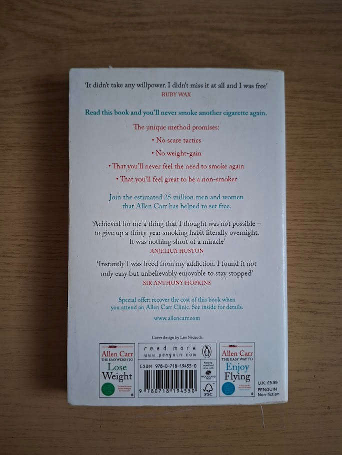 Allen Carr's Easy Way to Stop Smoking  Allen Carr (2013 Penguin Paperback)