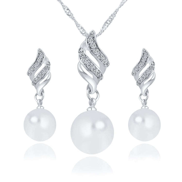 Set Jewelry (1 Pair Earrings and 1 PCS Necklace Included) Chic  Pearl and Rhinestone Pendant Neck...