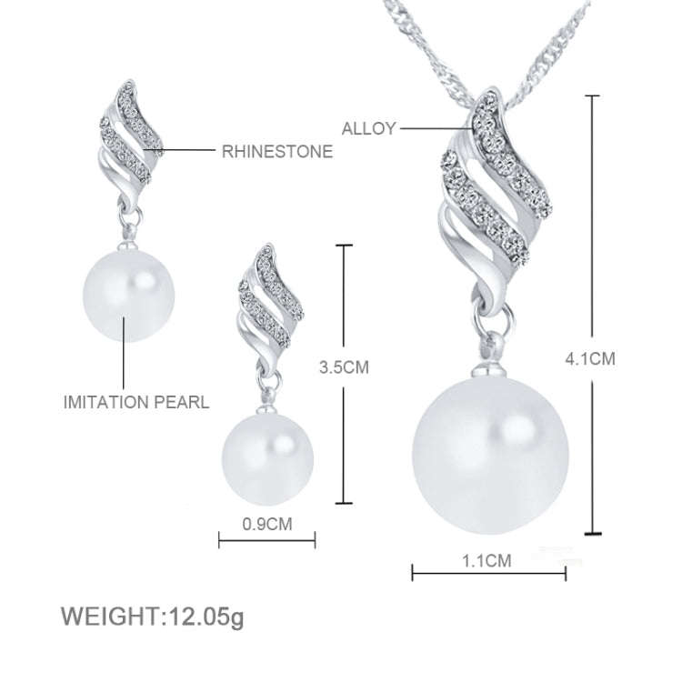 Set Jewelry (1 Pair Earrings and 1 PCS Necklace Included) Chic  Pearl and Rhinestone Pendant Neck...