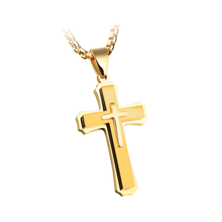 1213 Three Layer Cross Necklace Titanium Steel Men Necklace, Color: Gold Single Pendant