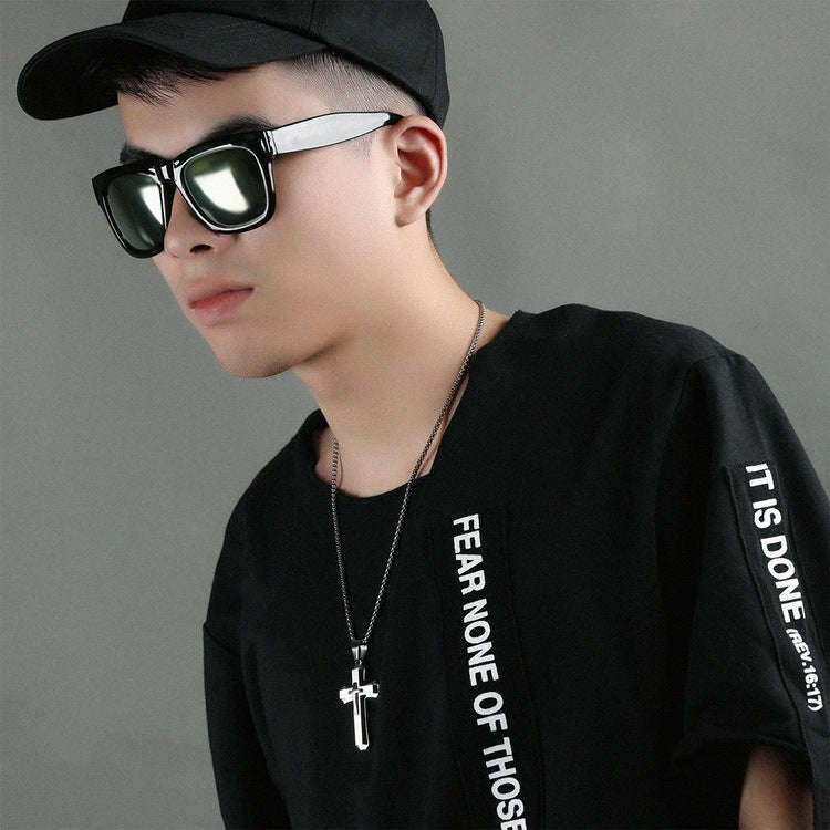 1213 Three Layer Cross Necklace Titanium Steel Men Necklace, Color: Gold Single Pendant