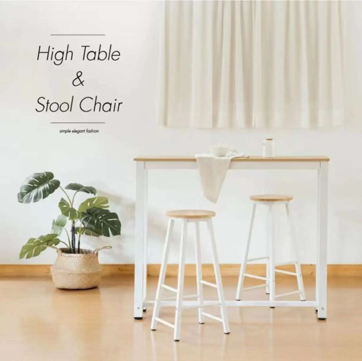 3 Piece Table Set White  Light oak