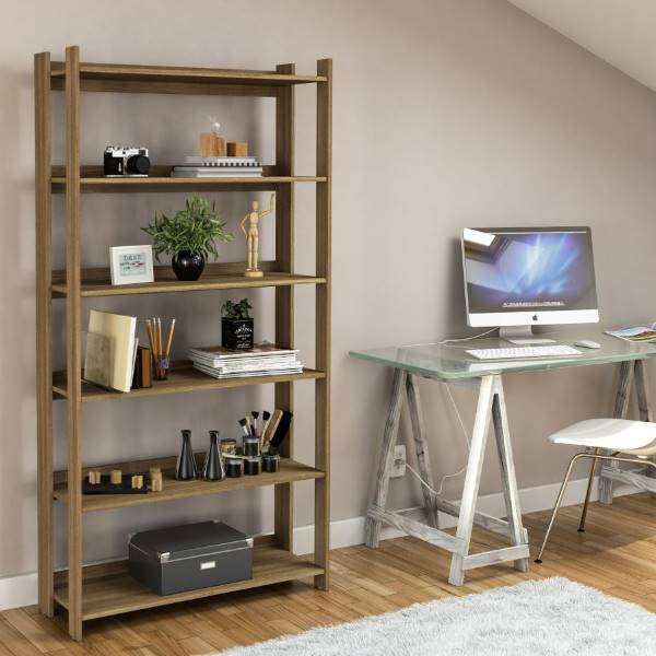 Platina Brown High Bookcase