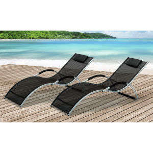 Alluminium & Textilene Sun Lounger - Set of 2