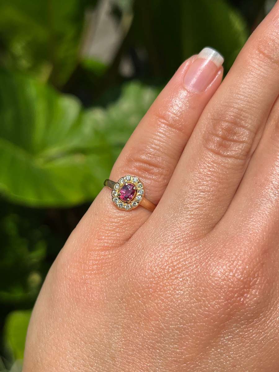 Vintage, 18K gold ruby and diamond ring