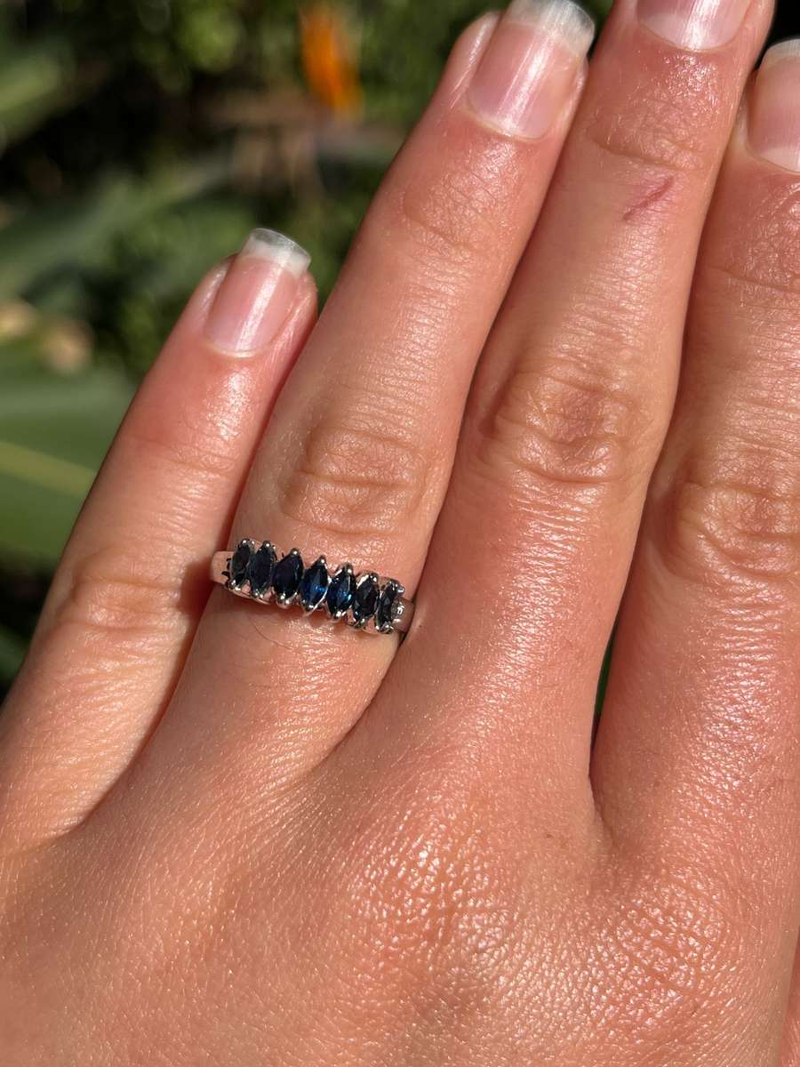 Estate, 14K gold sapphire half eternity ring