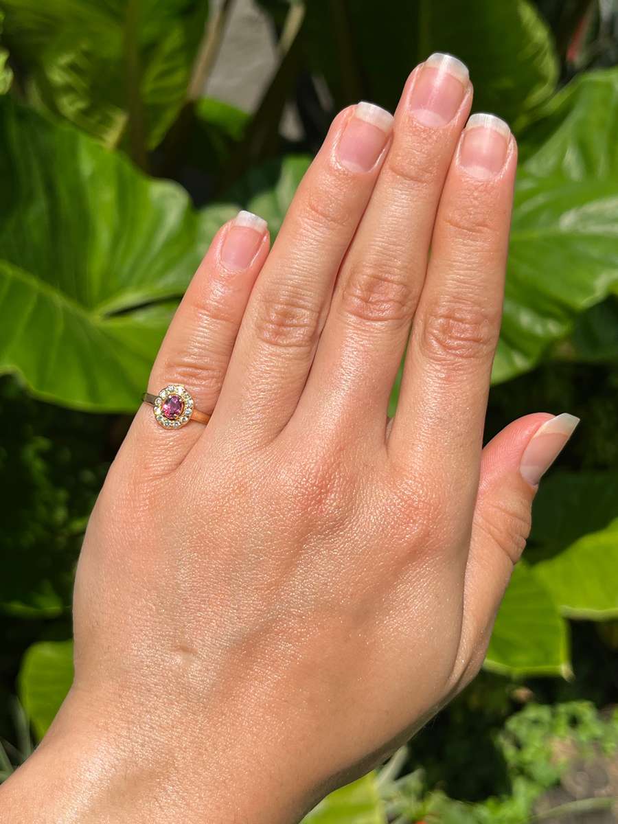 Vintage, 18K gold ruby and diamond ring