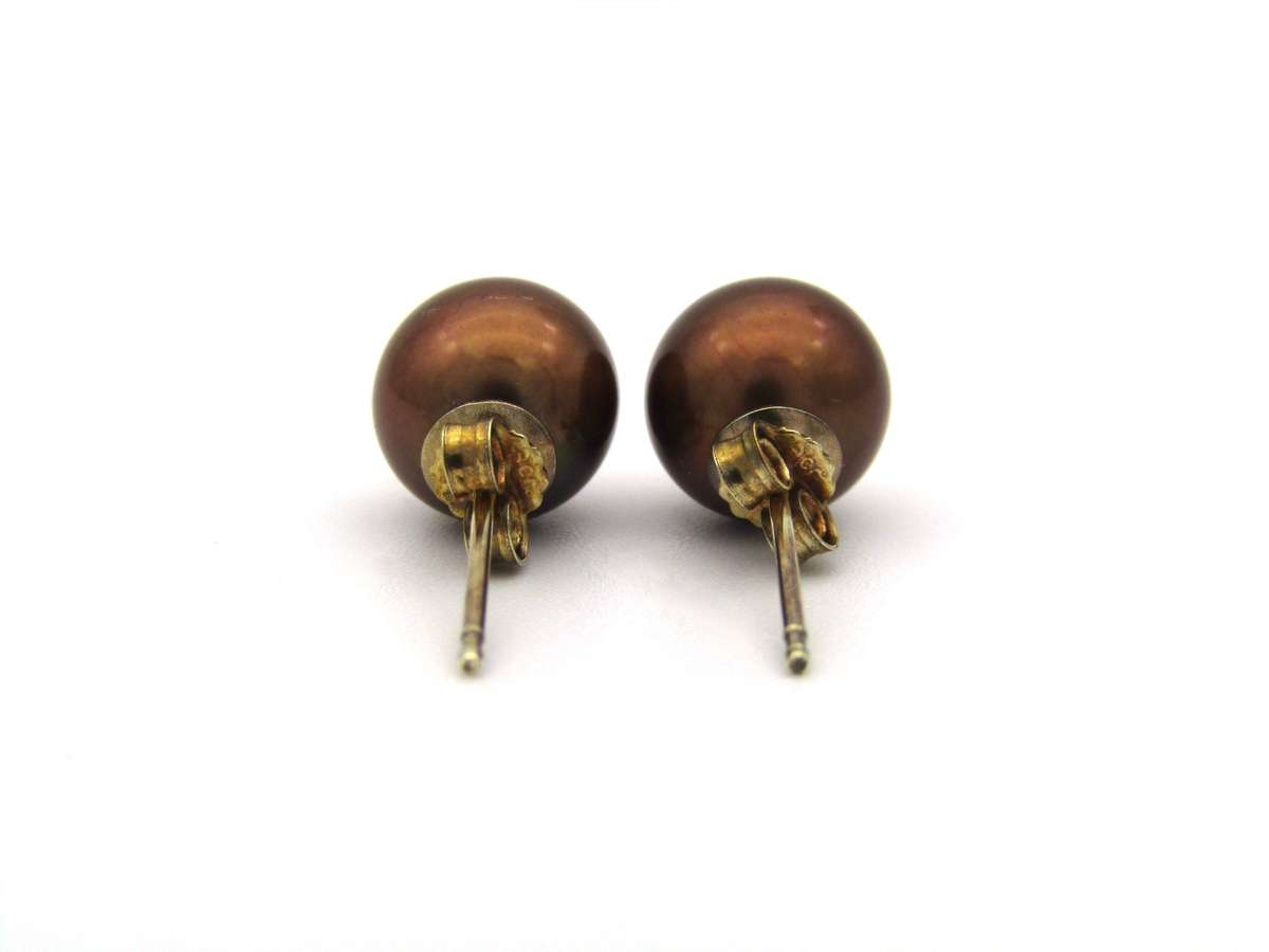 Estate, 9K gold Akoya pearl stud earrings by Jack Friedman