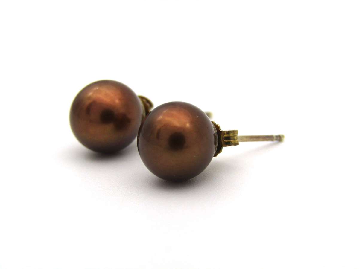 Estate, 9K gold Akoya pearl stud earrings by Jack Friedman