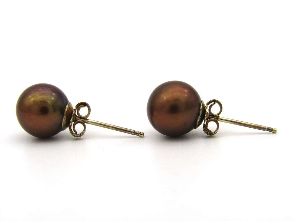 Estate, 9K gold Akoya pearl stud earrings by Jack Friedman