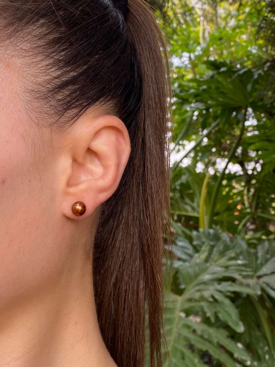 Estate, 9K gold Akoya pearl stud earrings by Jack Friedman