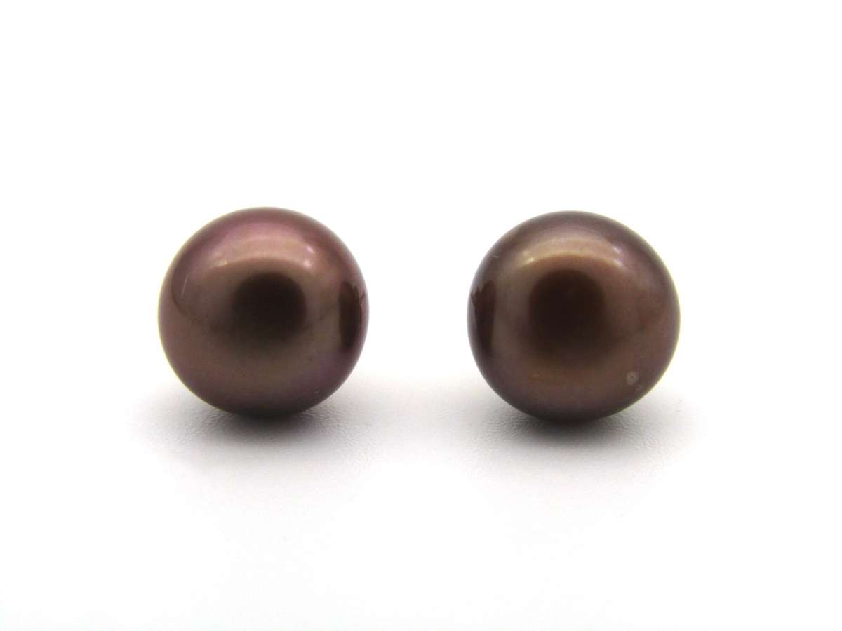Estate, 9K gold freshwater pearl stud earrings by Jack Friedman